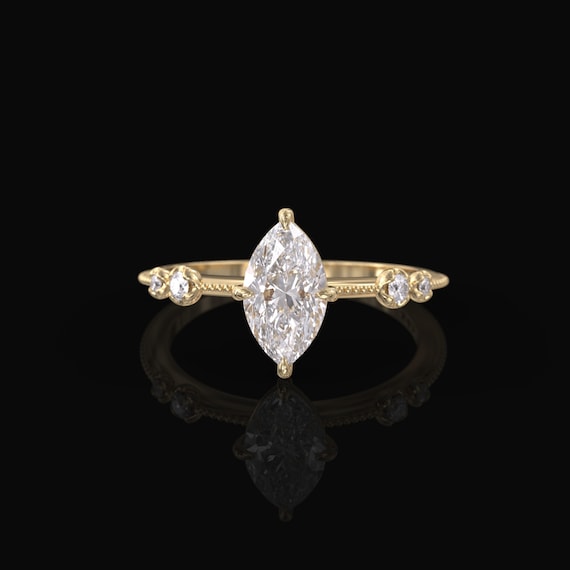 Marquise Engagement Ring 1 Carat Moissanite Marquise 10x5mm Etsy