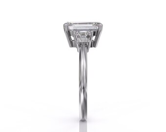 Buy Emerald Cut Engagement Ring 2 Ct Moissanite Emerald Cut & 2