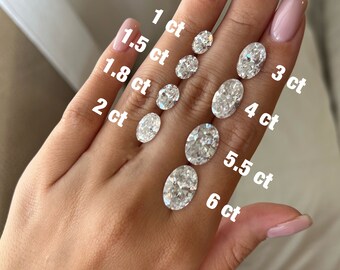 Buy Oval Moissanite Engagement Ring, Oval Solitaire Ring, 14 - Main Image