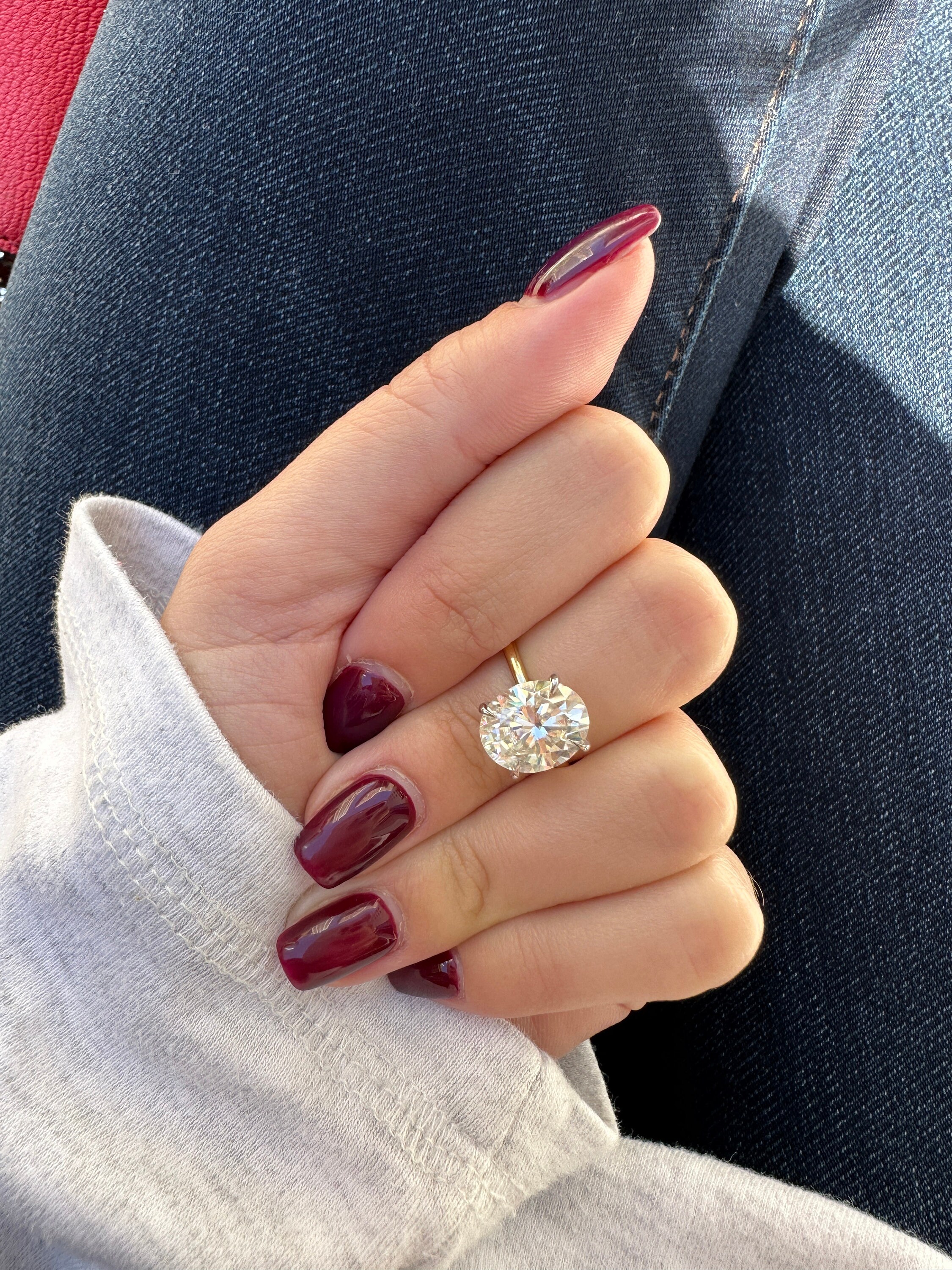 4 Ct Moissanite Dainty Oval Engagement Ring 14k Yellow Gold Solitaire ...