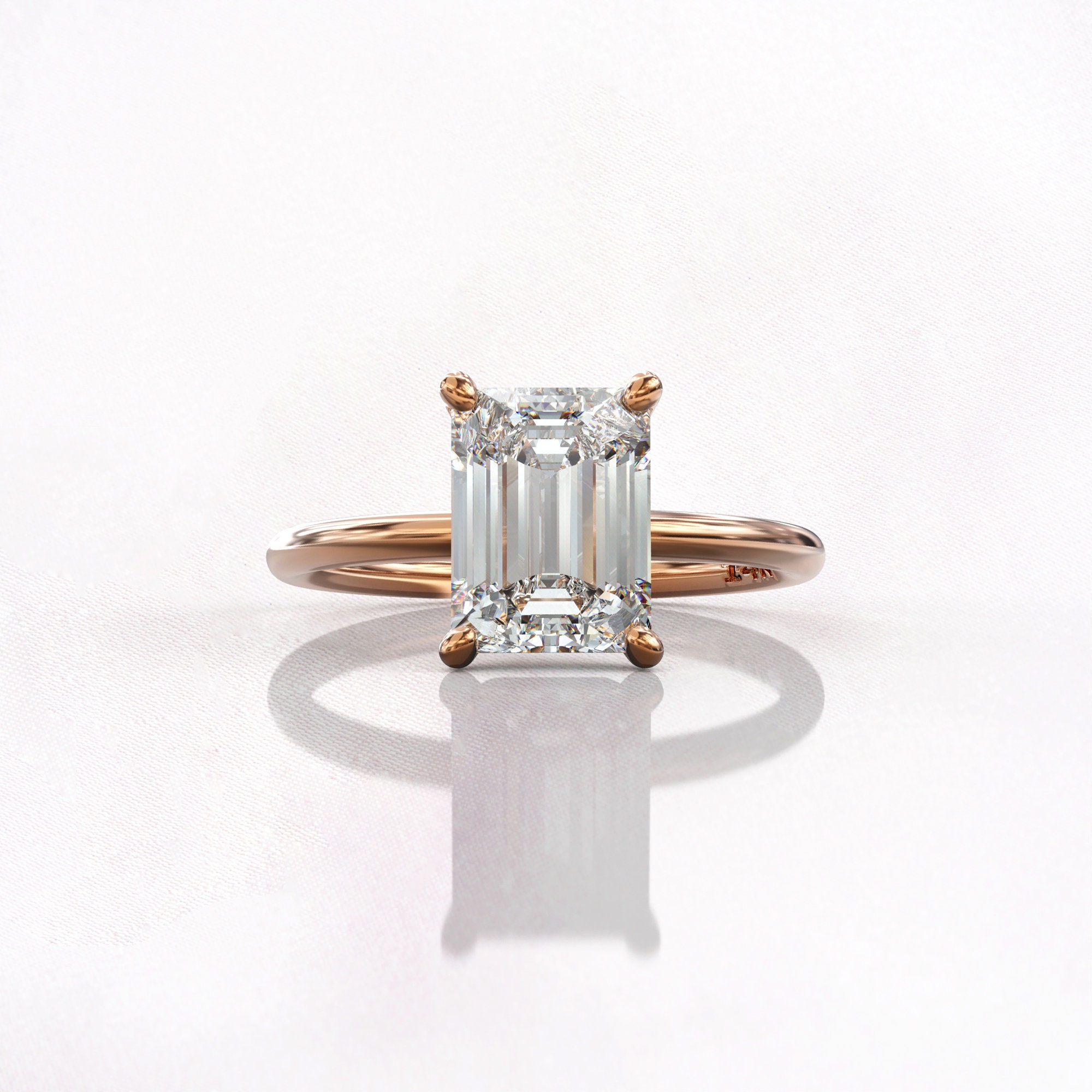 2 carat Moissanite Emerald Cut Hidden Halo Minimalist ring | Etsy