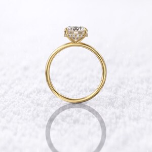 1.5ct Round Cut Engagement Lab Diamond/Moissanite 0.08ct Hidden Halo 14K/18K 1.5mm Band image 8