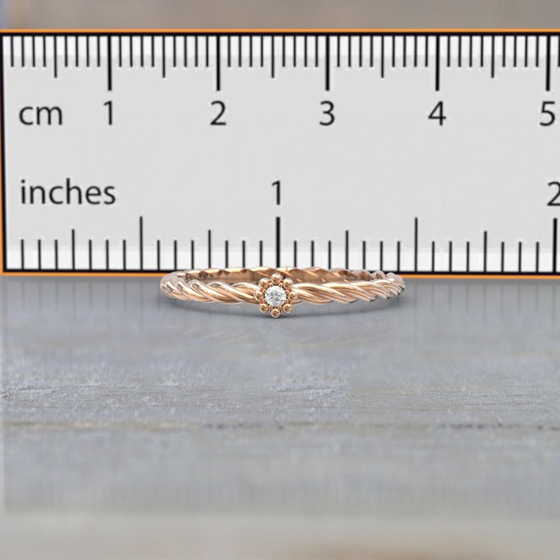 Art deco engagement ring alternative Diamond Ring Women Stackable Anniversary Rose gold Art deco Unique Promise Floral ring Bridal gift