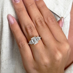 Five Stone Unique Engagement Ring 2.5ct Emerald Cut baguette