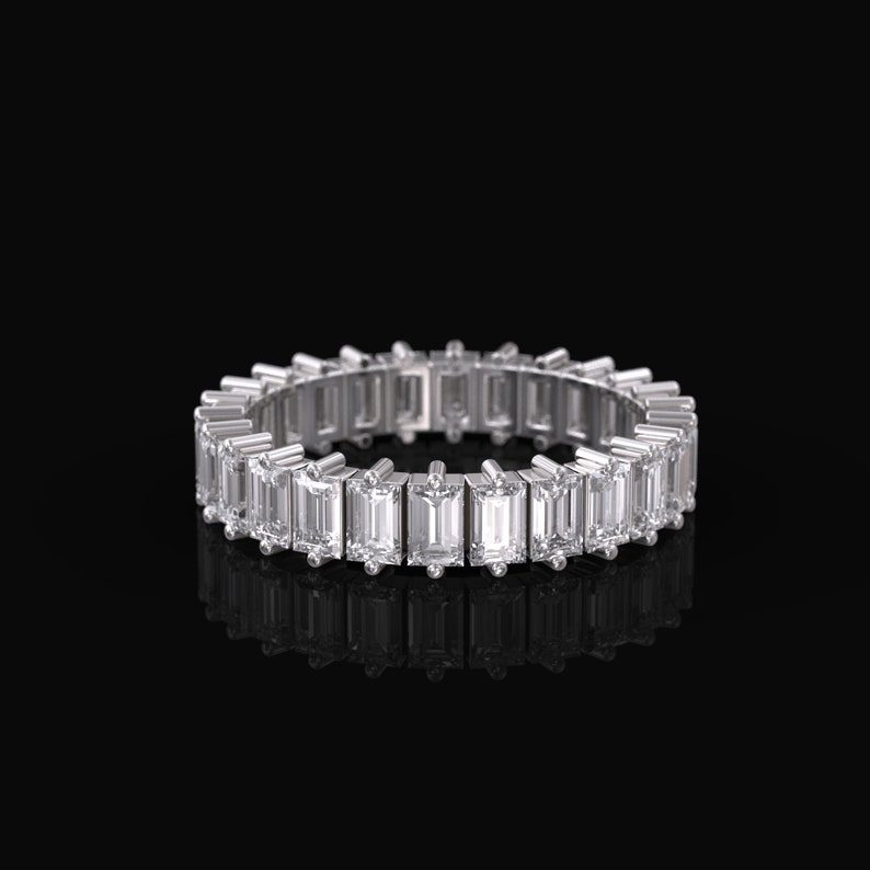 Unique Moissanite Baguette Wedding Band Custom Eternity Ring Etsy