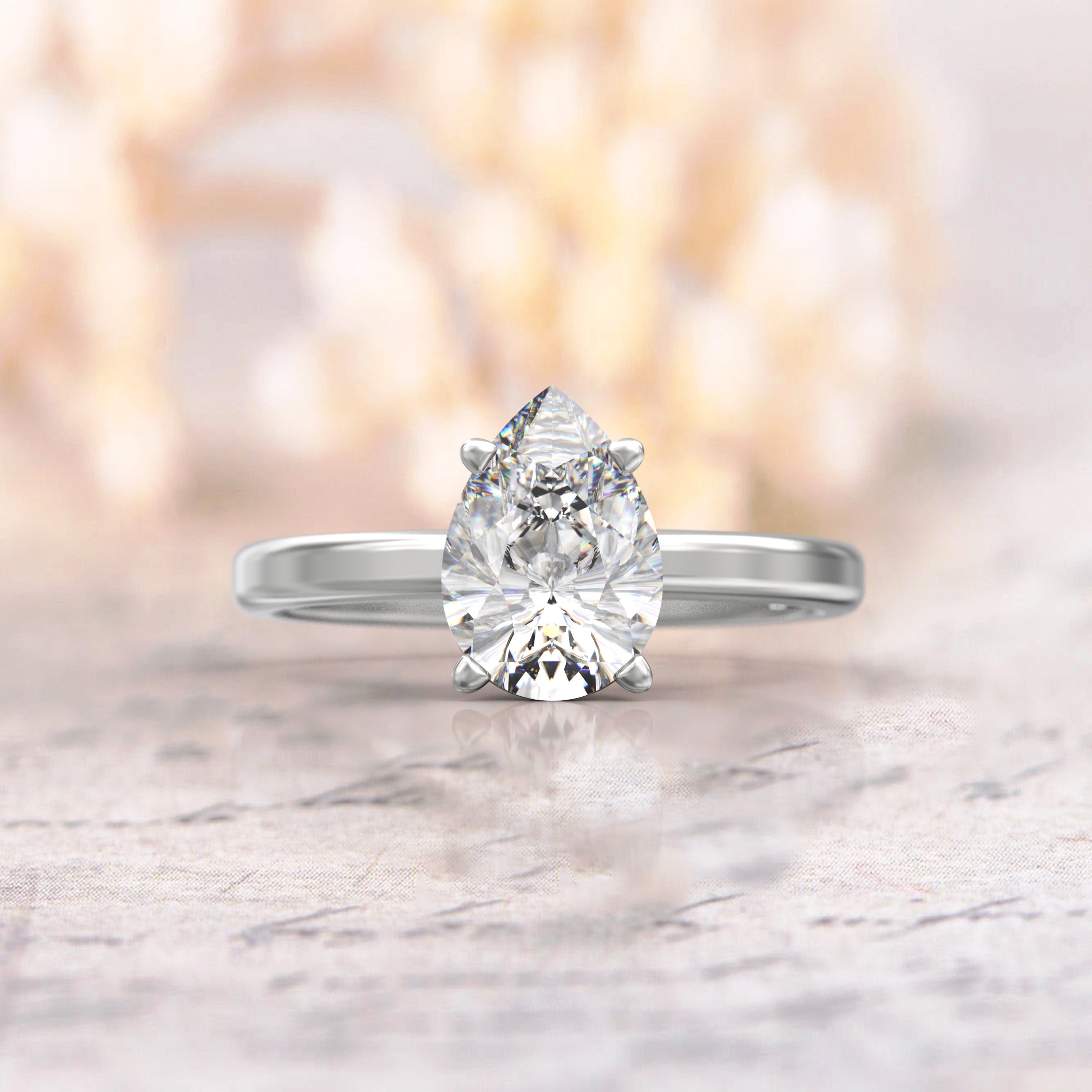 Pear Shaped Moissanite Engagement Ring 2 Carat Solitaire Etsy