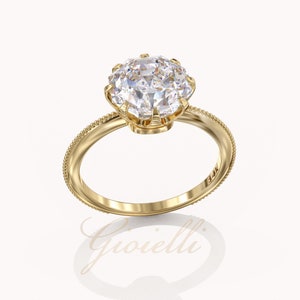 Moissanite Octagon Ring, Solitaire bezel engagement ring, 2ct moissanite knife edge 1418k gold milgrain ring image 7