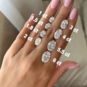 Förlovningsring med dold halo, 1,5 upp till 3 karat solitaire oval moissanitring, oval 14k, 1,5 mm tunn ring och 0,11 ct dold halo diamant bild 4
