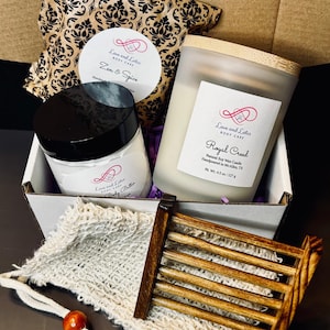 Custom Spa Gift Set: Handmade Soy Candle, Soap & Body Butter