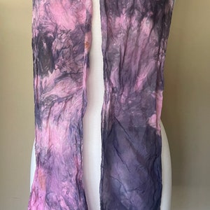 Cherry Tree Hand Dyed Habotai Silk Scarf (Pink, Black, Brown)