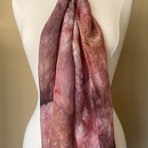 Cherry Tree Hand Dyed Habotai Silk Scarf (Red, Pink, Brown)