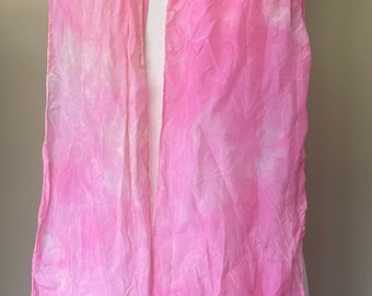 Silky Heart Hand Dyed Habotai Silk Scarf (Pink)