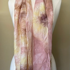 Fading Sunset Hand Dyed Habotai Silk Scarf (Red, Pink, Yellow, Orange, Brown)