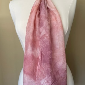 Seashell Hand Dyed Habotai Silk Scarf (Pink, Purple)