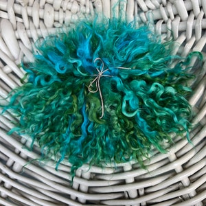 May include: A fluffy, teal and green yarn ball, perfect for crafting or adding a pop of color to your home decor.