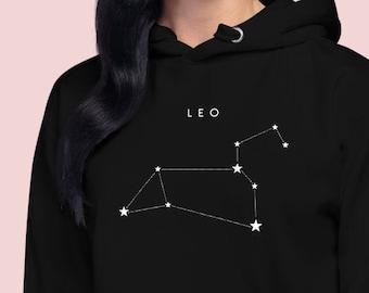 Sudadera con capucha Leo, regalo de cumpleaños Leo, sudadera unisex zodiac, sudadera con capucha de firma del horóscopo, regalos de astrología del zodíaco, signo de la constelación