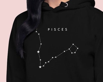 Sudadera con capucha de Piscis, Regalo de cumpleaños de Piscis, Sudadera del zodiaco de Piscis Unisex, sudadera con capucha de signo del horóscopo, regalos de astrología del zodíaco, signo de la constelación