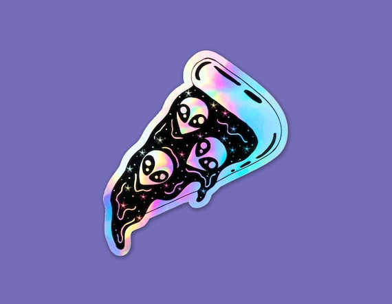Holographic Pizza Slice sticker, Alien stickers, Outer space holo decals, Car Window sticker, Bumper sticker