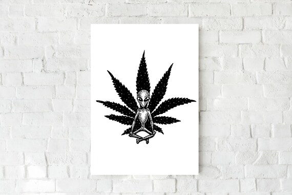 God Of Ganja Art Print Outer Space Wall Decor Psychedelic Etsy