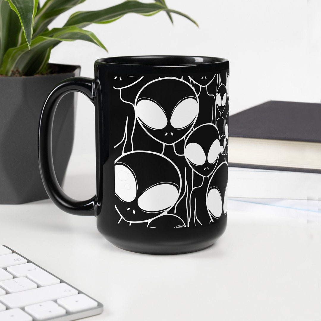 Black Alien Mug, Cosmic Extraterrestrial Coffee Cup, Outer Space Tea ...