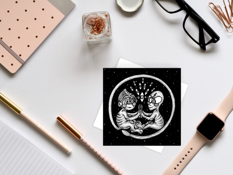 Alien Und Affe Vinyl Aufkleber Weltraum Aufkleber Drittes Etsy