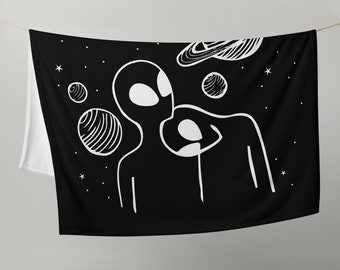 Alien Friend Throw Blanket, Aliens Fleece Blanket, Cozy Space Lover Gift, Outer Space Gifts, Best Friend Ufo Blankets, Cosmic BFF ET Plaid
