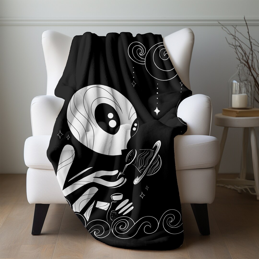 Space Bubbles Throw Blanket, Alien Fleece Blankets, ET Cosmic Plaid ...