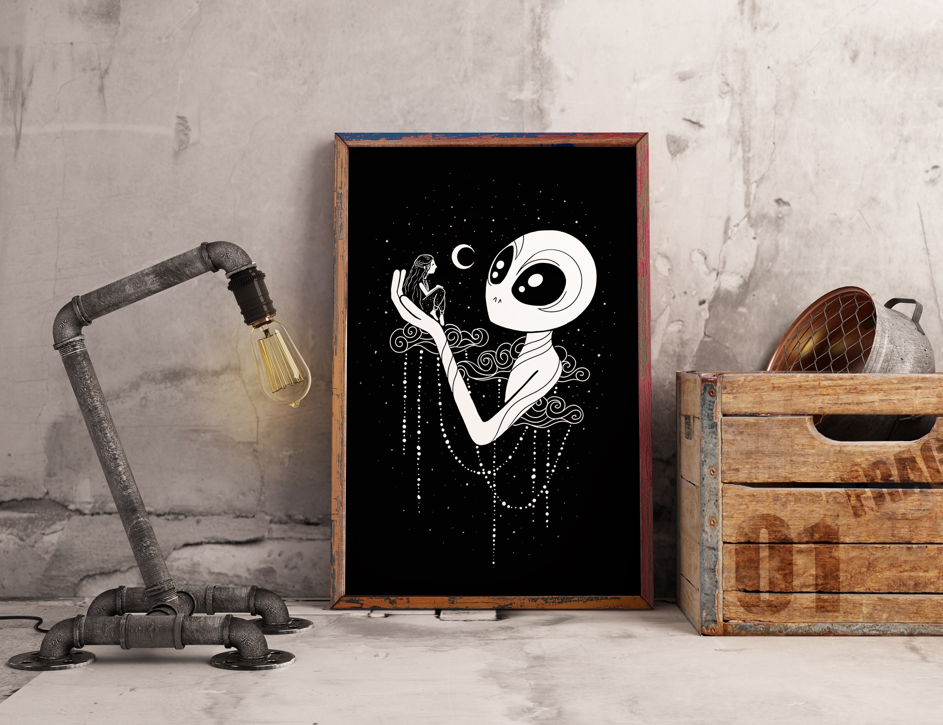 Alien Girl Art Print | Extraterrestrial Wall Art | Aliens Poster ...