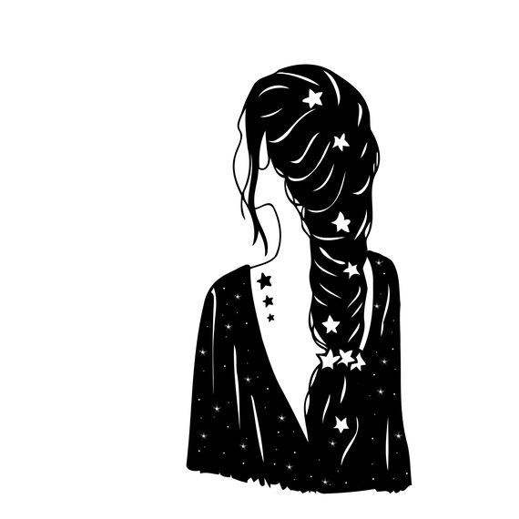 Space Girl Art Print Outer Space Wall Decor Psychedelic Black And White Illustration Minimalist Galaxy Poster Tumblr Aesthetic