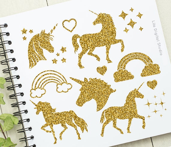 gold glitter unicorn unicorn clipart unicorn gold unicorn etsy