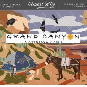 Grand Canyon Clip Art 20 Vektor Bilder SVG Tiere für kommerzielle Nutzung, Reisen Cliparts, Tier Clipart und Kaktus Clipart perfekt Scrapbook