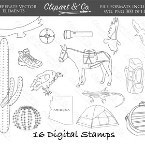 Grand Canyon Outline Clip Art 16 Vector Images Digital Stamps Line Art Commercial Use, Animal Clipart Camping Clipart, Outdoor Clipart