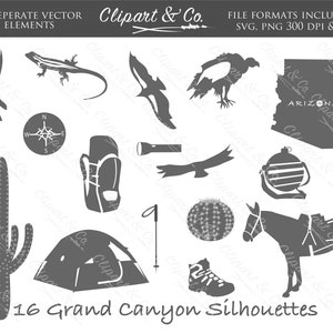 Grand Canyon Silhouette Clip Art Design Elemente-16 Vektor-Bilder, kommerzielle Nutzung, Clipart, Arizona Wüste Camping