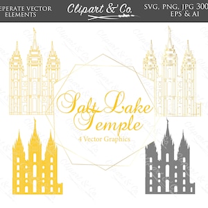 Imágenes Prediseñadas del Templo de Salt Lake - Oro del Arte del Templo SUD - Templo de Salt Lake City SVG - Impresión de arte del Templo de Salt Lake - Descarga digital del Templo de Salt Lake