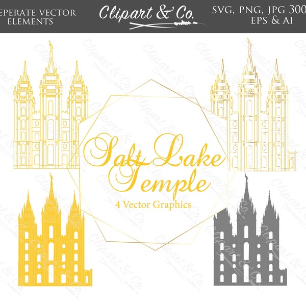 Salt Lake Temple Clipart - LDS Temple Art Gold - Salt Lake City Temple SVG - Salt Lake Temple Art Print - Salt Lake Temple Digital Download