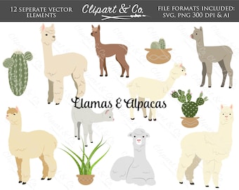 Alpaca SVG - Llama SVG - Llama Clip Art - Llama Silhouette SVG - Farm Animal svg - Farm Animal Clip Art - South American Animal Art