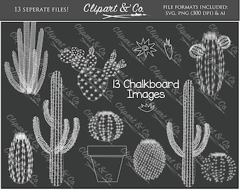Cactus Clip Art Set, Boho Desert Plant Vector Images (Digital Download)