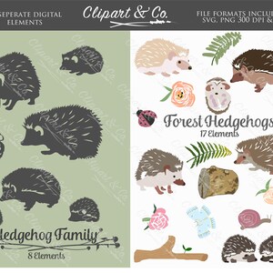 Igelkott Clipart, Skogsdjur Clipart, Skogsdesignelement Clipart, 25 vektorbilder och SVG-dekaler