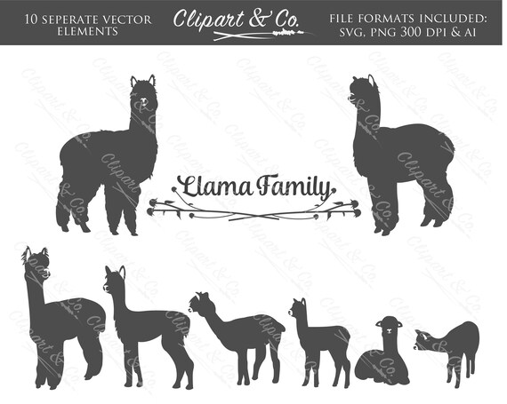 Download Llama Alpaca Clipart Design Elements And Svg Animal Etsy