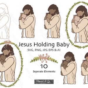 Jesus and Baby Art - Jesus Holding Baby - Miscarriage Baby Loss - Jesus Holding Baby SVG, PNG - Jesus and Baby SVG - Heavenly Baby