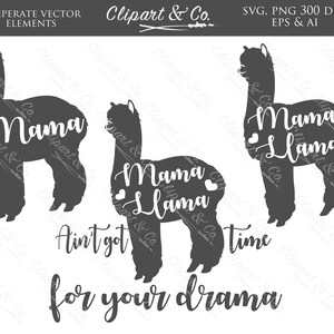 Mama Lama SVG, Lama SVG decal, Mother's Day clipart, mam Life SVG, vector afbeeldingen, 3 Design elementen commercieel gebruik, silhouet