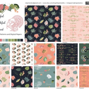 Thanksgiving Digital Papers - Fall Digital Papers - Thanksgiving Seamless Pattern - Thanksgiving Surface Patterns - Autumn Digital Papers