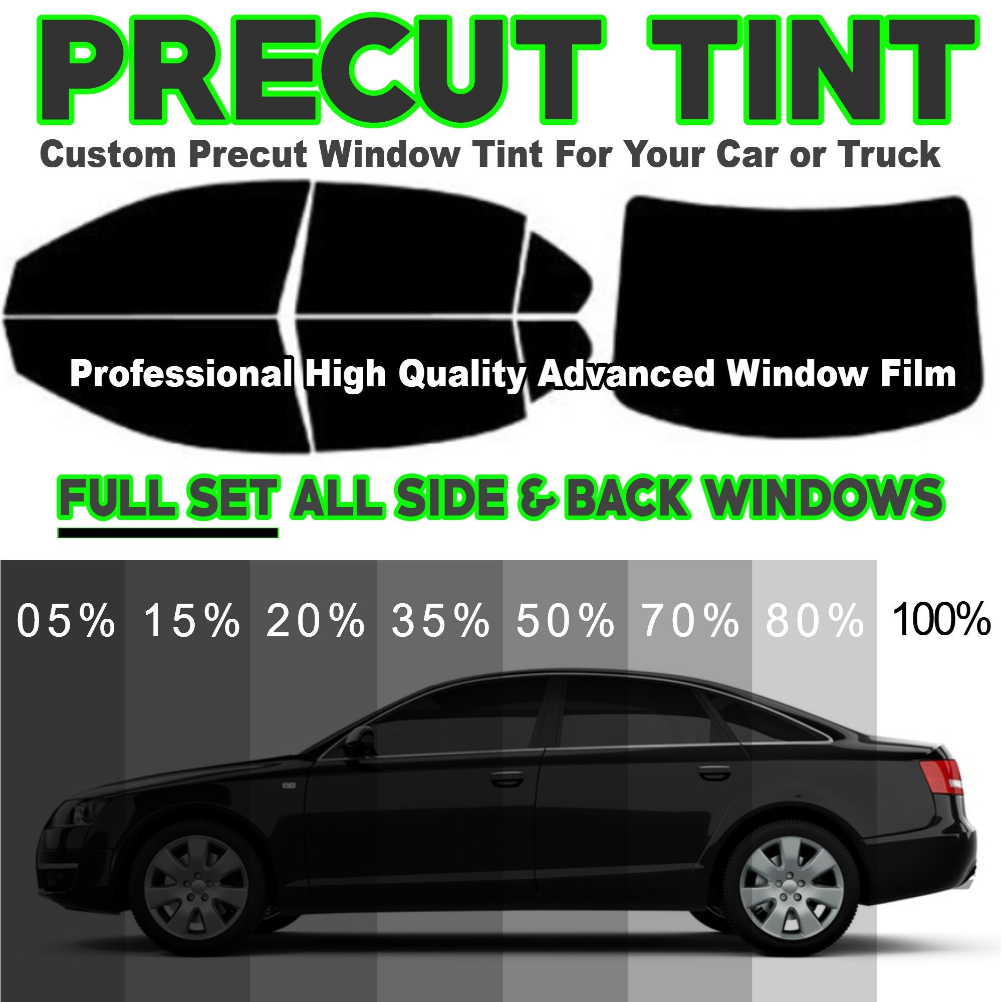  Precut Customized Window Tinting Kit Film High Performance All  Side and Back Windows : Automotive