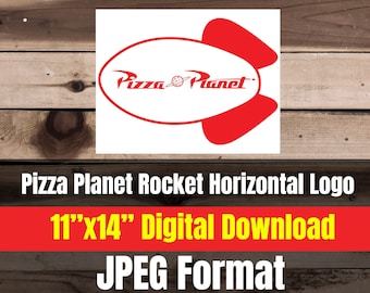 Pizza Planet Rocket horizontal logo JPEG digital download Toy Story birthday party sign Decoration birthday decor pixar, disney, woody, buzz