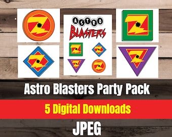 Astro Blasters Party Pack JPEG digital downloads, Toy Story birthday party sign,  Decoration birthday decor, space blaster birthday game