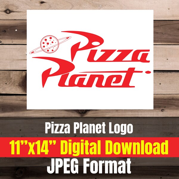 Pizza Planet logo JPEG digital download Toy Story birthday party sign, Decoration birthday decor, disney, woody, buzz, claw, galaxy JPG