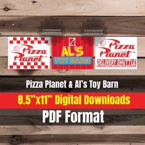 Al&#39;s Toy Barn & Pizza Planet logo PDF digital download bundle 8.5&quot;x11&quot; Toy Story birthday party sign,  Decoration birthday decor, disney
