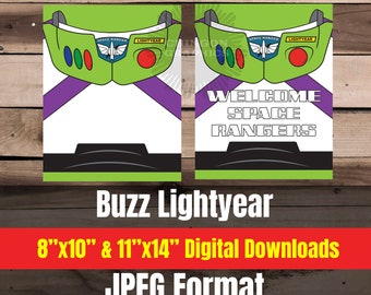 Buzz Light Year Welcome Space Rangers sign - Toy Story birthday party sign, space ranger party, JPEG digital download, buzz logo, galaxy