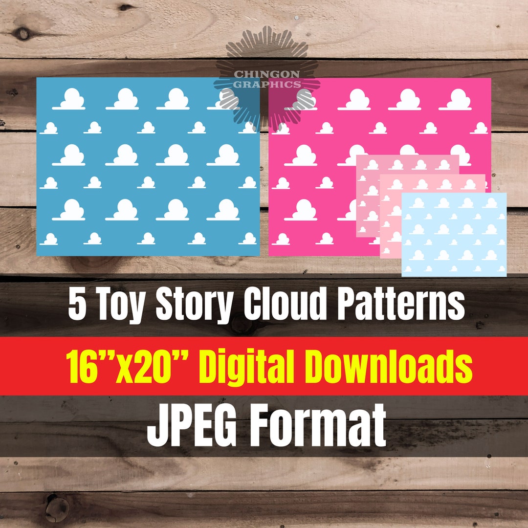 Toy Story Cloud Pattern 16x20 JPEG Digital Download Toy Story Clouds Birthday Party Sign Sky