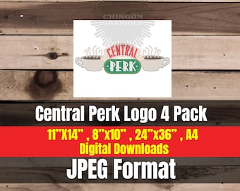 Friends Central Perk Sign 4 pack JPEG digital download - Friends party sign, Decoration birthday decor, coffee, Central Perk Logo jpg A4